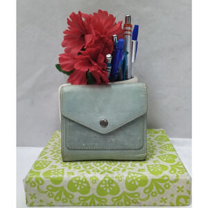 Borgaset Blue Leather RFID Blocking Limited Edition Credit Card Trifold Wallet